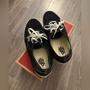 GUC, almost EUC Men’s 10.5 or Women’s 12 Black Authentic Vans Sneakers with Box